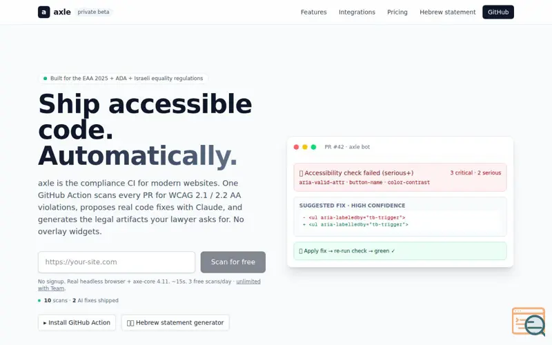 Screenshot of Axle