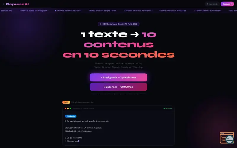 Screenshot of RepurseAI