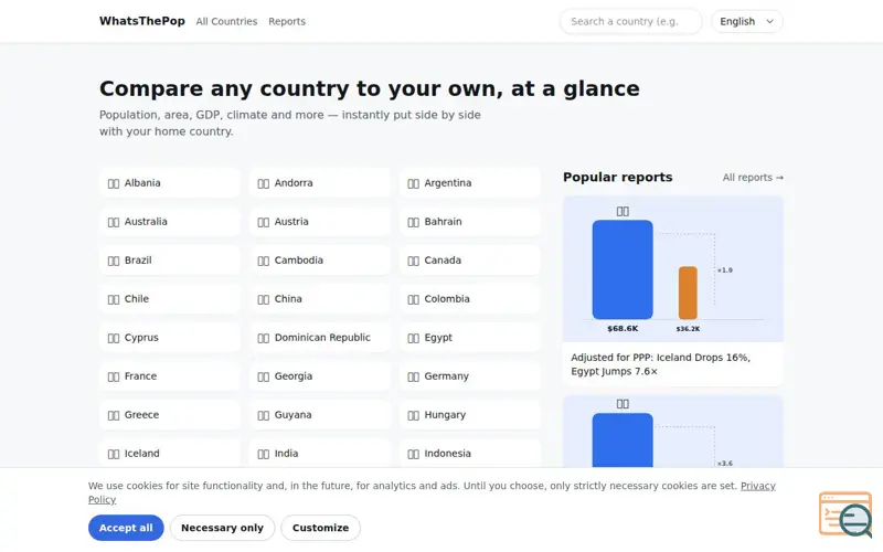 Screenshot of WhatsThePopulation