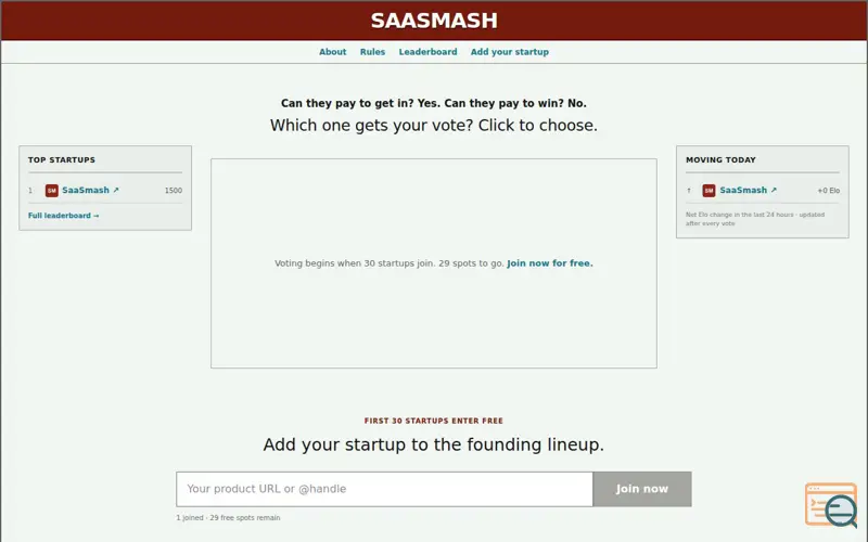 Screenshot of SaaSmash