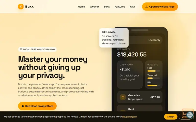 Screenshot of Buxx
