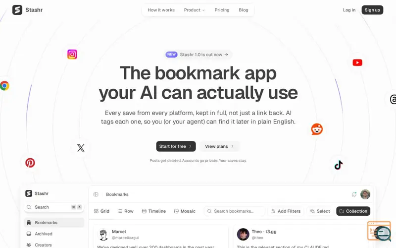 Screenshot of Stashr, a launch using Huzzler
