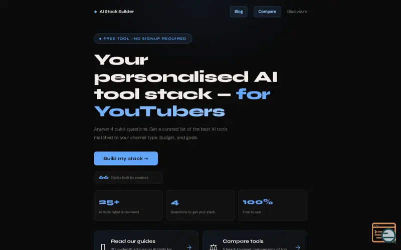 Screenshot of AI Stack Builder for YouTubers