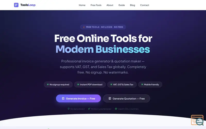 Screenshot of ToolsLoop | Free Online Tools