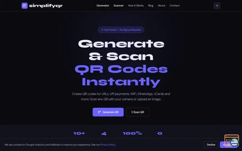 Screenshot of SimplifyQR
