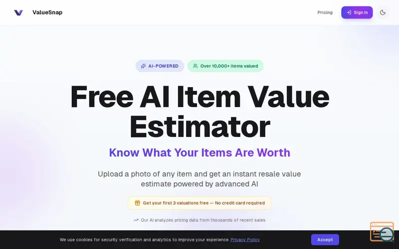 Screenshot of ValueSnap