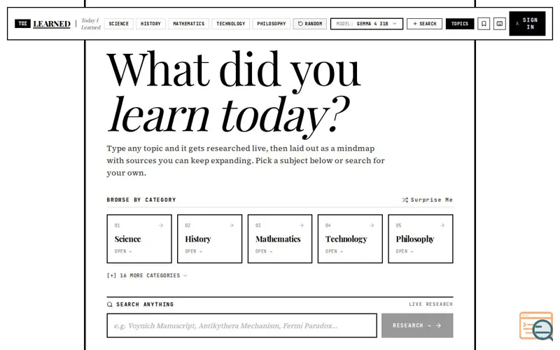 Screenshot of TDILEARNED