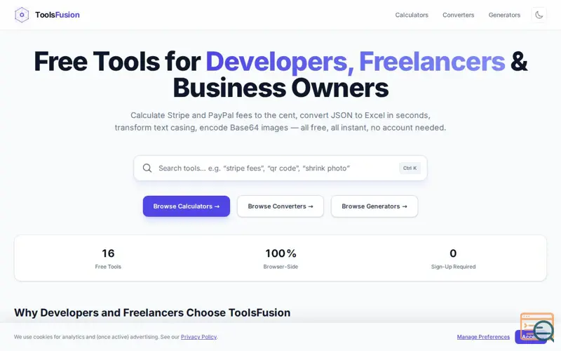 Screenshot of ToolsFusion