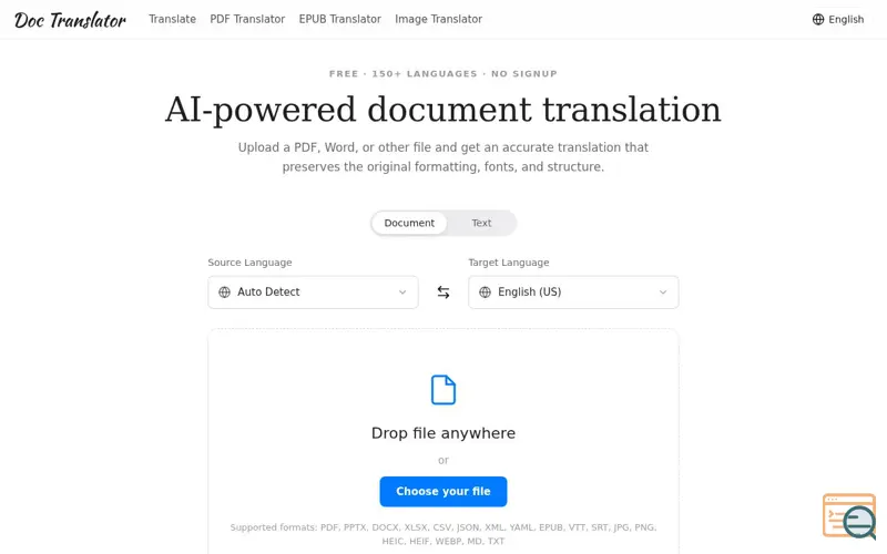 Screenshot of Doc Translator