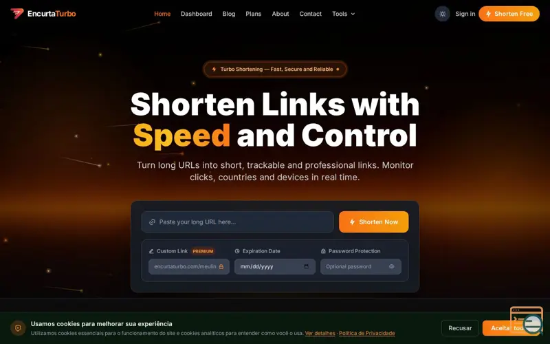 Screenshot of EncurtaTurbo, a launch using Readdy