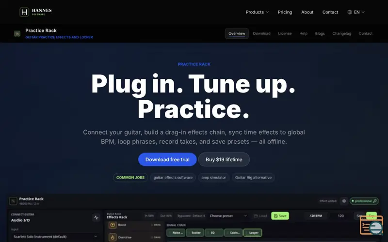 Screenshot of Practice Rack
