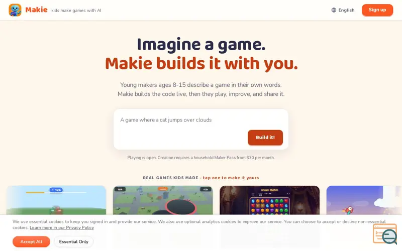 Screenshot of Makie, a launch using Jetpack