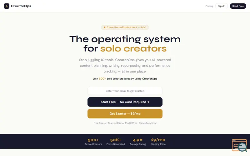 Screenshot of CreatorOps