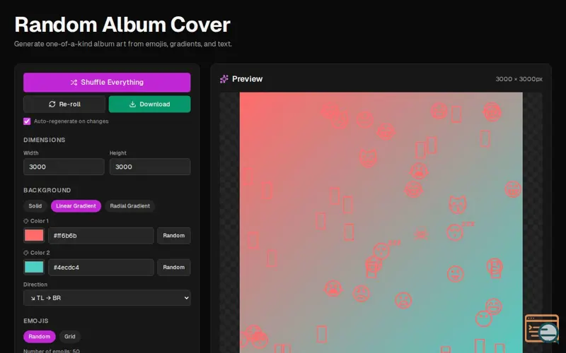 Screenshot of Random Album Cover Generator