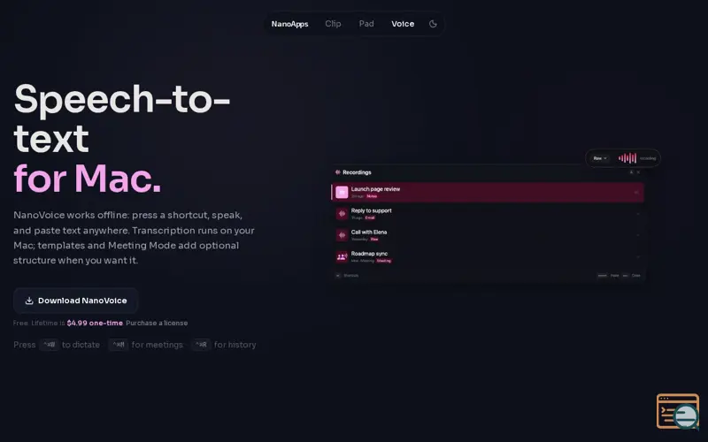 Screenshot of NanoVoice
