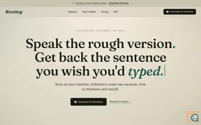Screenshot of Recitey