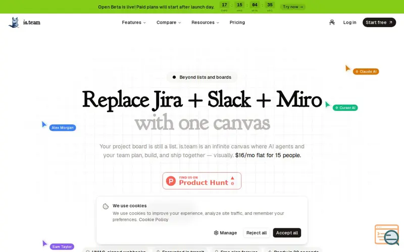 Screenshot of Is, a launch using Figma