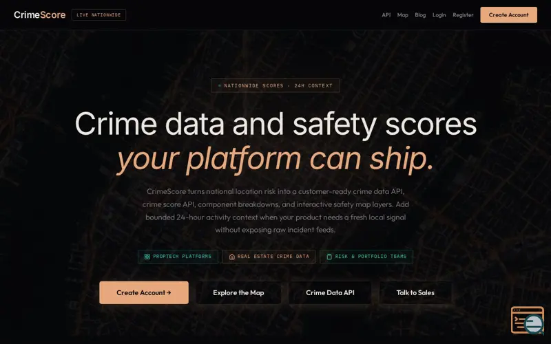 Screenshot of CrimeScore