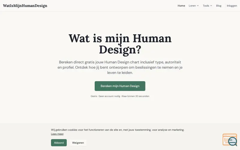 Screenshot of Human Design Calculator