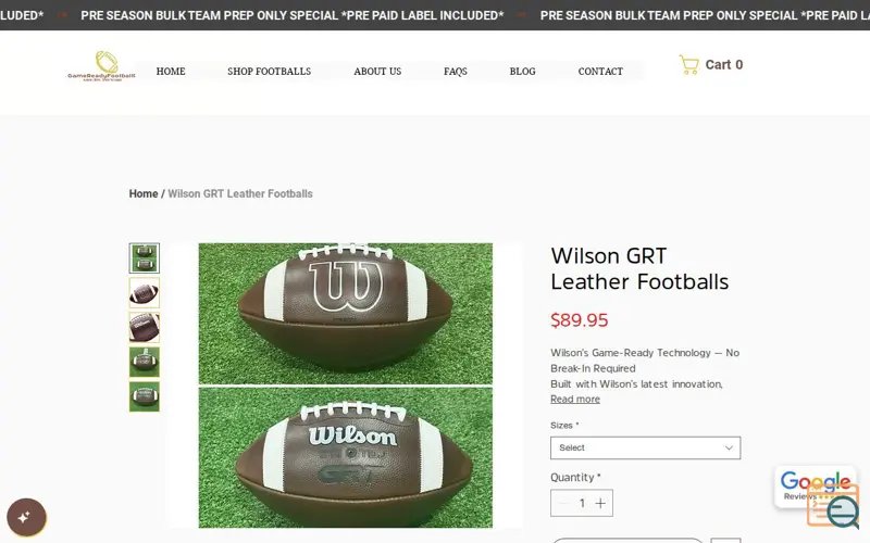 Screenshot of Wilson GRT Leather Footballs