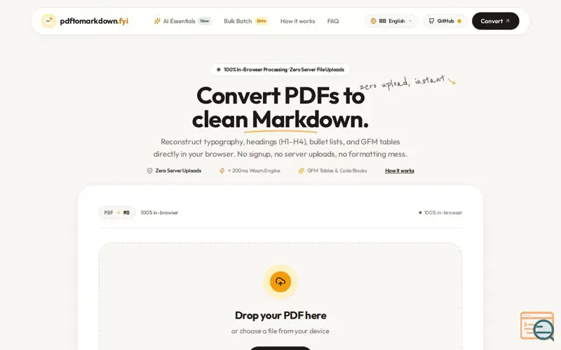 Screenshot of PDF to Markdown