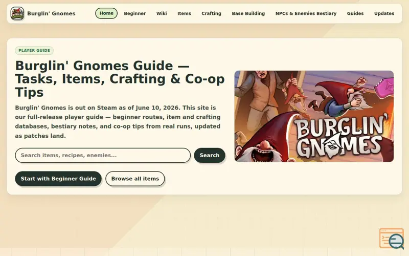 Screenshot of Burglin' Gnomes Guide