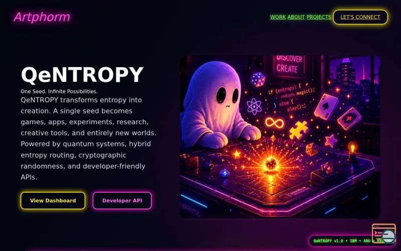 Screenshot of QeNTROPY—1 Seed & Infinite Possibilities