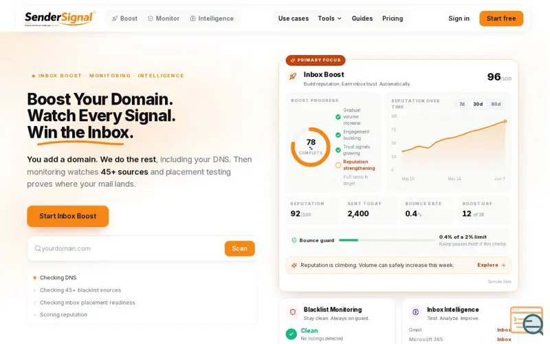 Screenshot of SenderSignal, a launch using Pusher