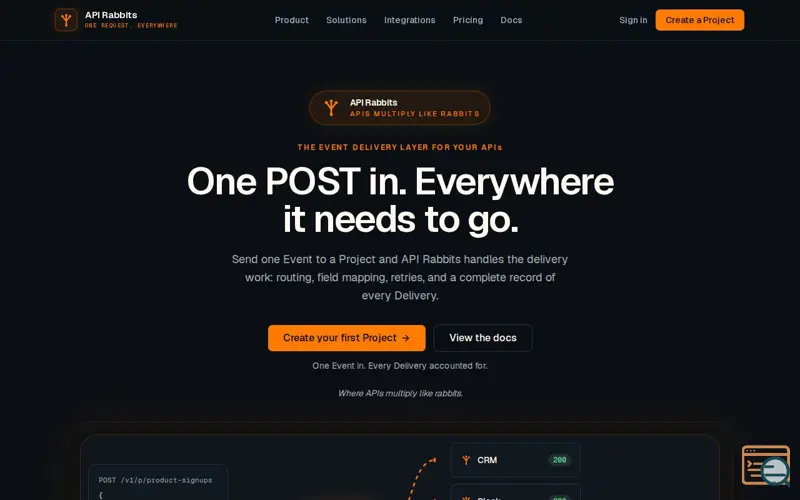 Screenshot of API Rabbits
