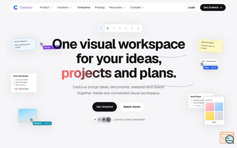 Screenshot of Cantuva — Visual Workspace on an Infinite Canvas