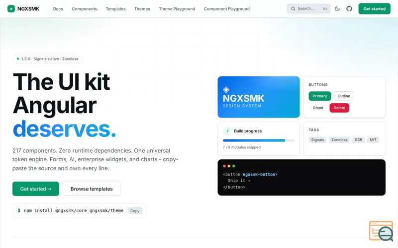 Screenshot of NGXSMK UI Kit