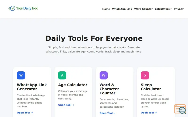 Screenshot of YourDailyTool