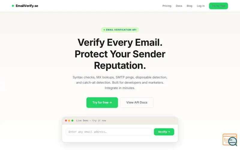 Screenshot of Emailverify