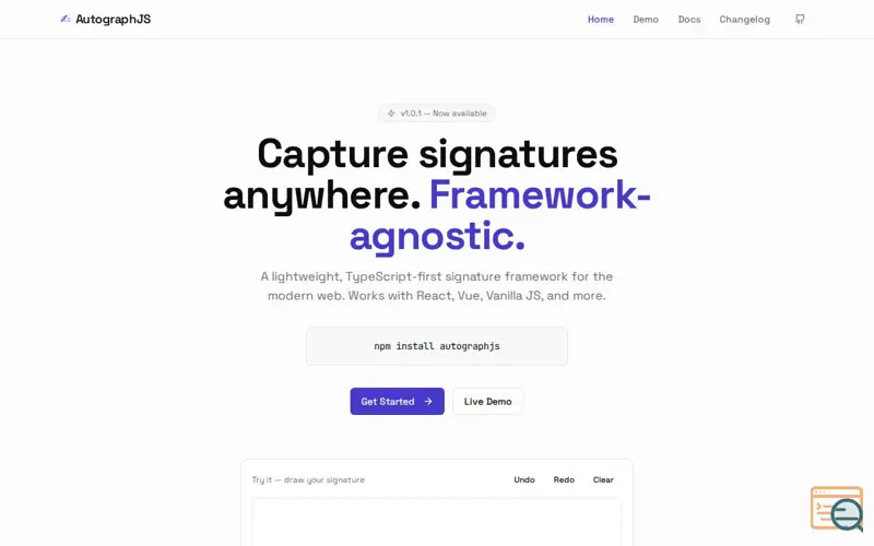 Screenshot of AutographJS