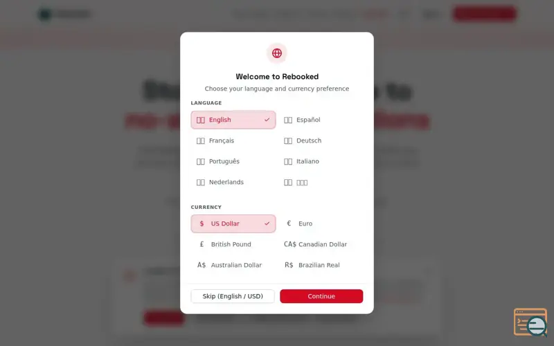 Screenshot of Rebooked, a launch using Apple Web Push
