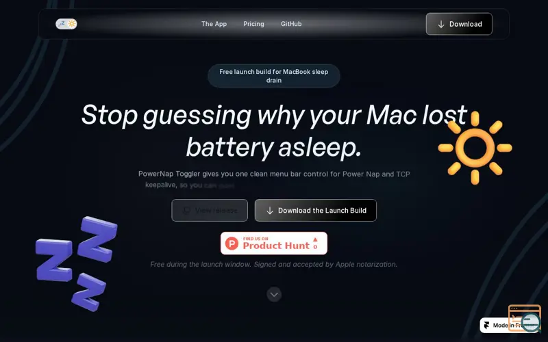 Screenshot of PowerNapToggler