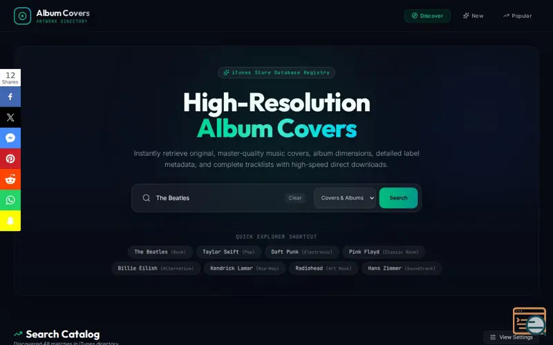 Screenshot of Album Covers