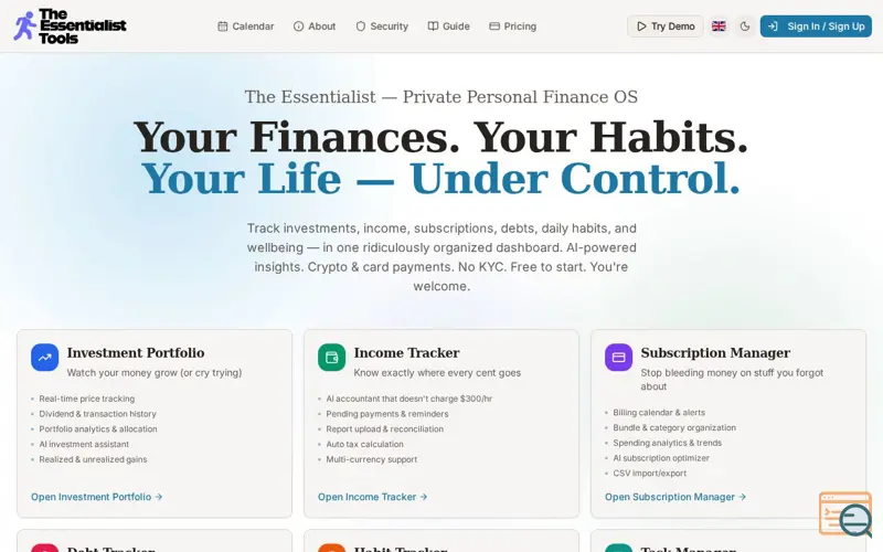 Screenshot of All-in-One Personal Dashboard for life
