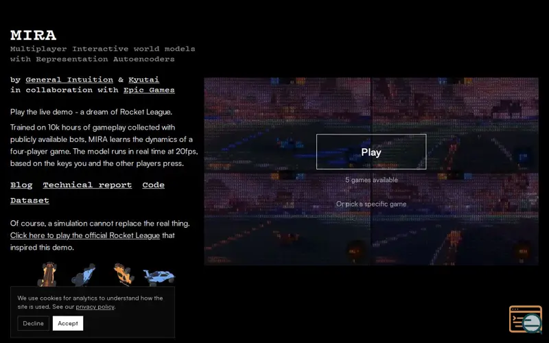 Screenshot of MIRA