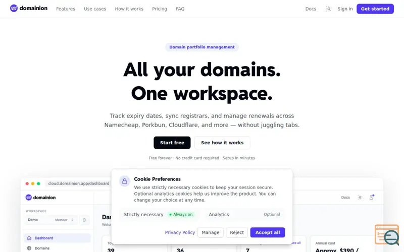 Screenshot of Domainion, a launch using Ahoy