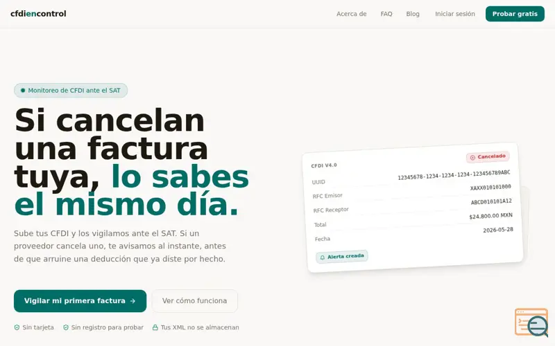 Screenshot of CFDIEnControl