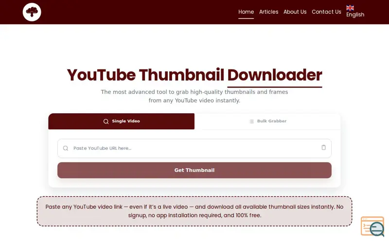 Screenshot of YouTube Thumbnail Downloader