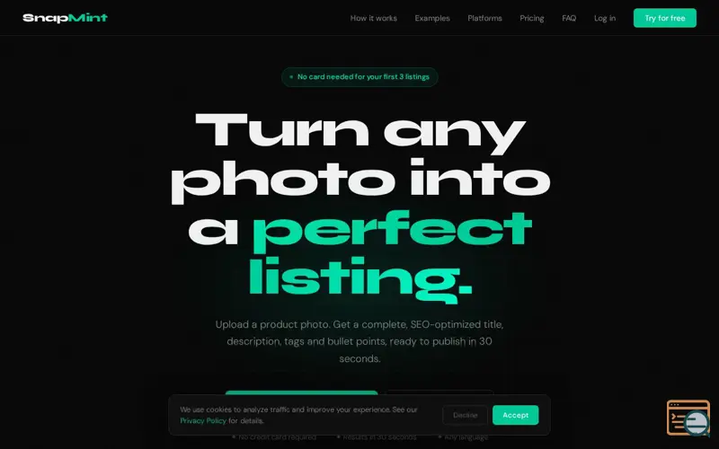 Screenshot of SnapMint