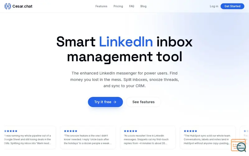 Screenshot of Cesar.chat - Linkedin Inbox Management