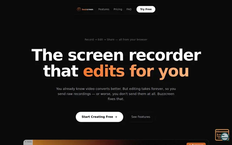 Screenshot of Buzzcreen Screen Recorder, a launch using TrustViews