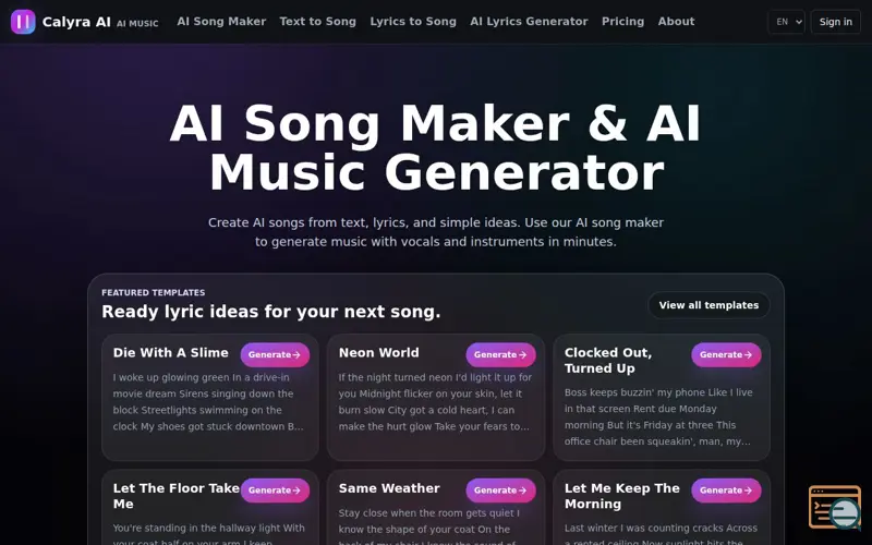 Screenshot of Calyra AI