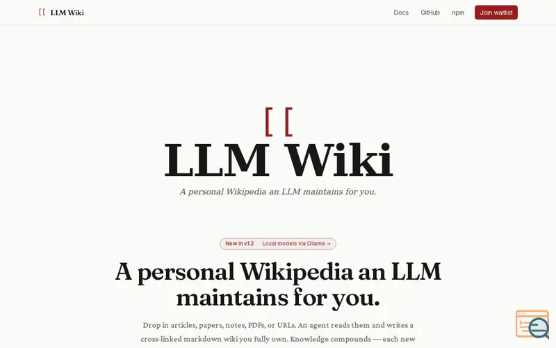 Screenshot of LLM Wiki cc