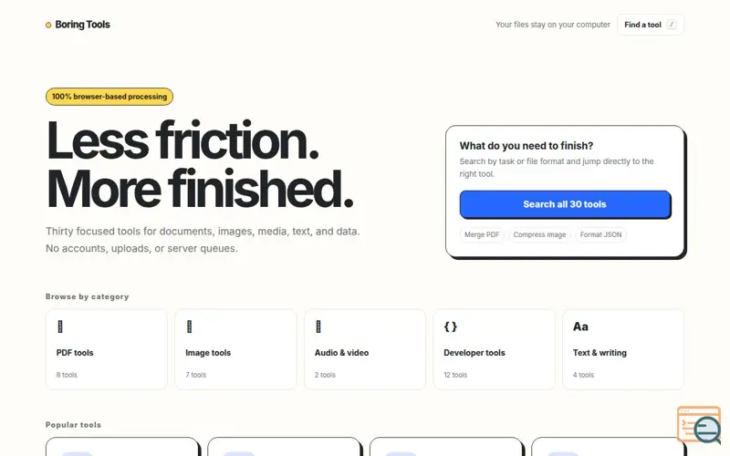 Screenshot of Boring Tools