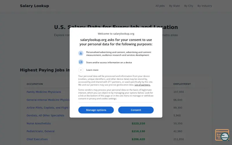 Screenshot of Salary Lookup