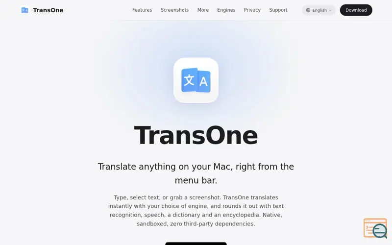 Screenshot of TransOne